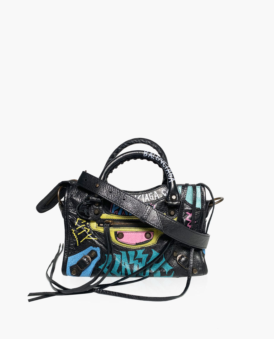 Balenciaga graffiti mini city bag sale