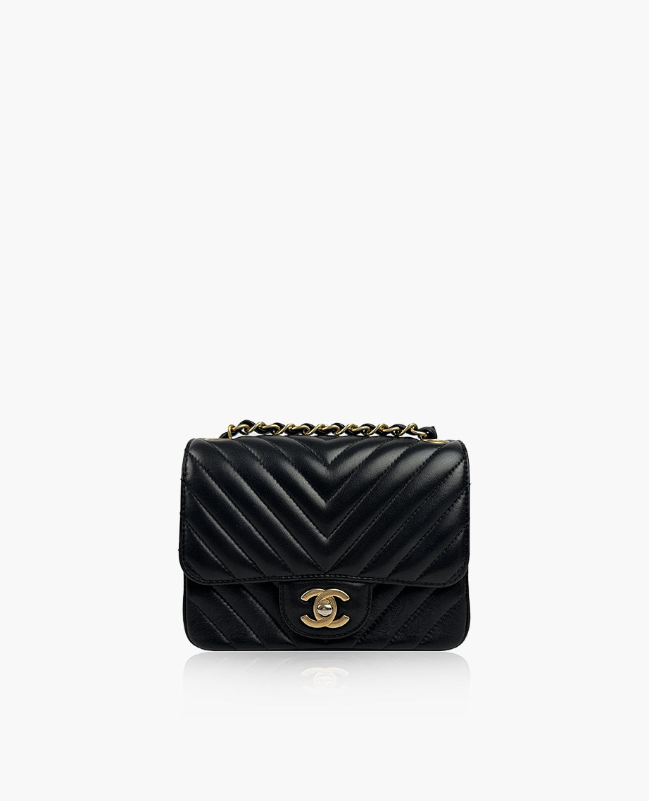 Chanel Chevron Lambskin Mini Square GBHW Black – Luxury Helsinki