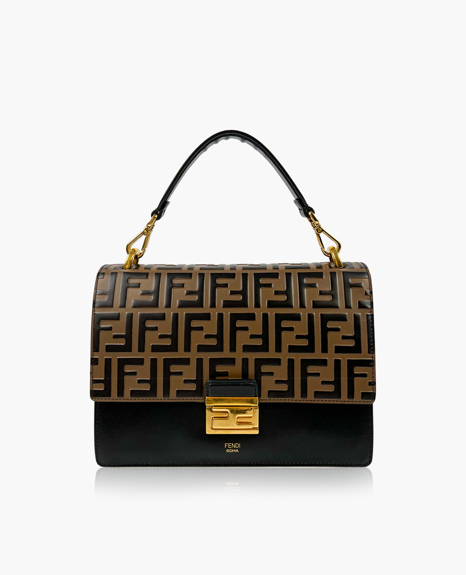 Leather Shoulder Bag Fendi Kan Logo Fendi Kan I Black Leather Bag