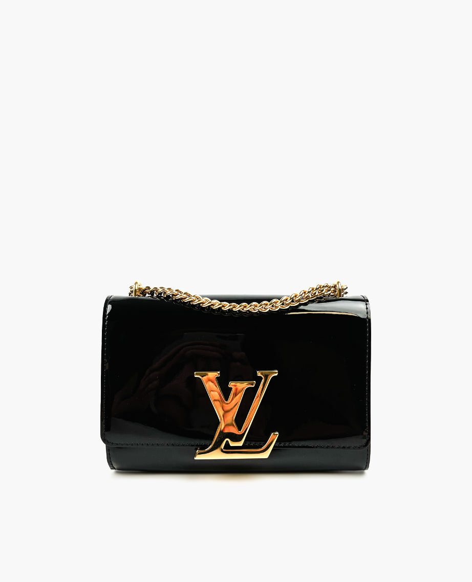 Louis Vuitton Louise Clutch Black Patent Leather Luxury Helsinki