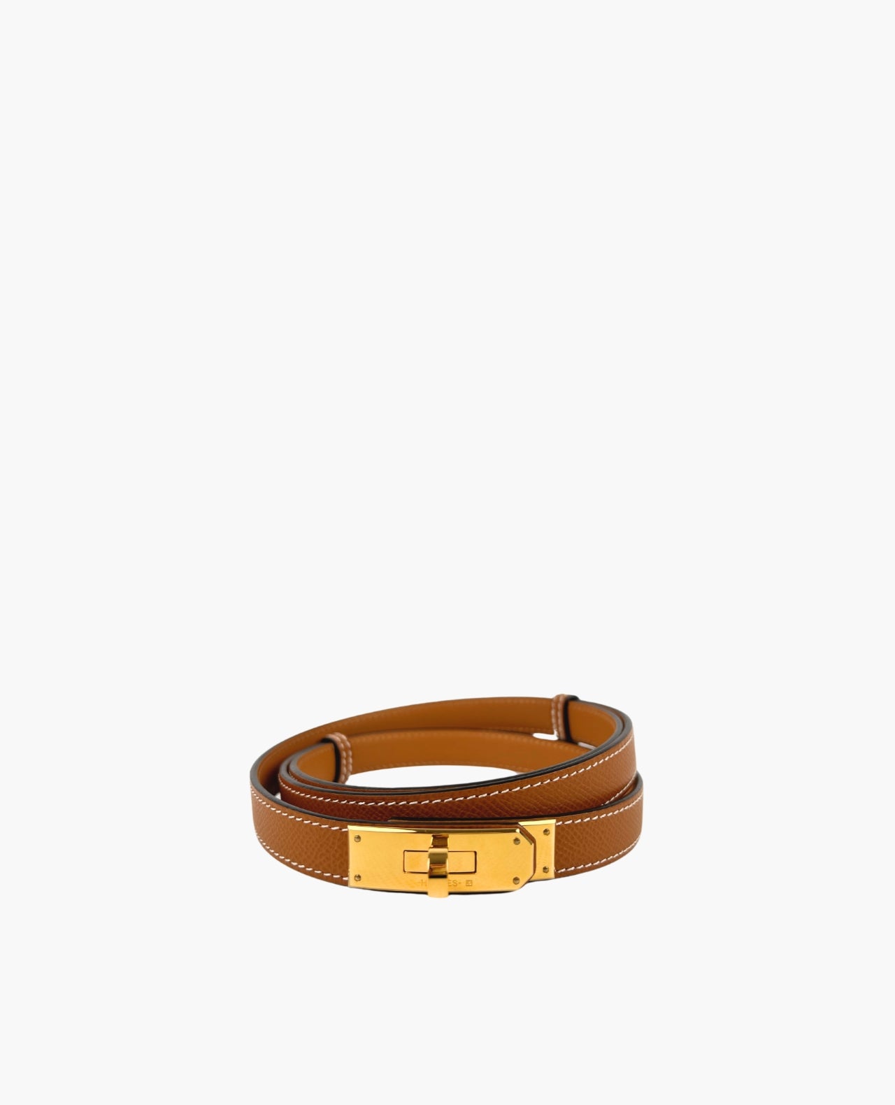 Hermes Gold and Brown Belt Luxurious Accessories Hermès style leather belt - Grained calf – ABP Concept main image 2
