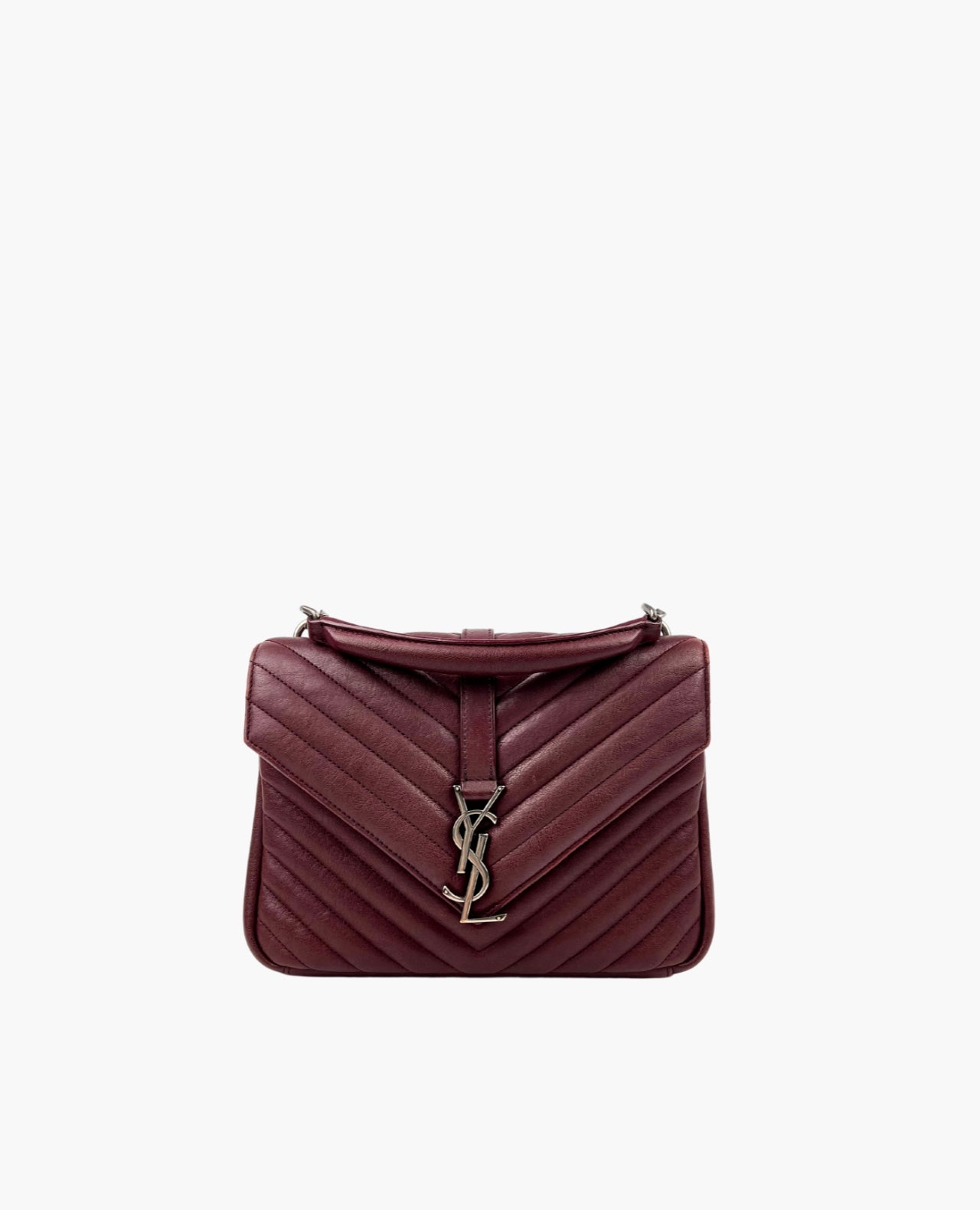 Saint Laurent College Medium Burgundy Luxury Helsinki