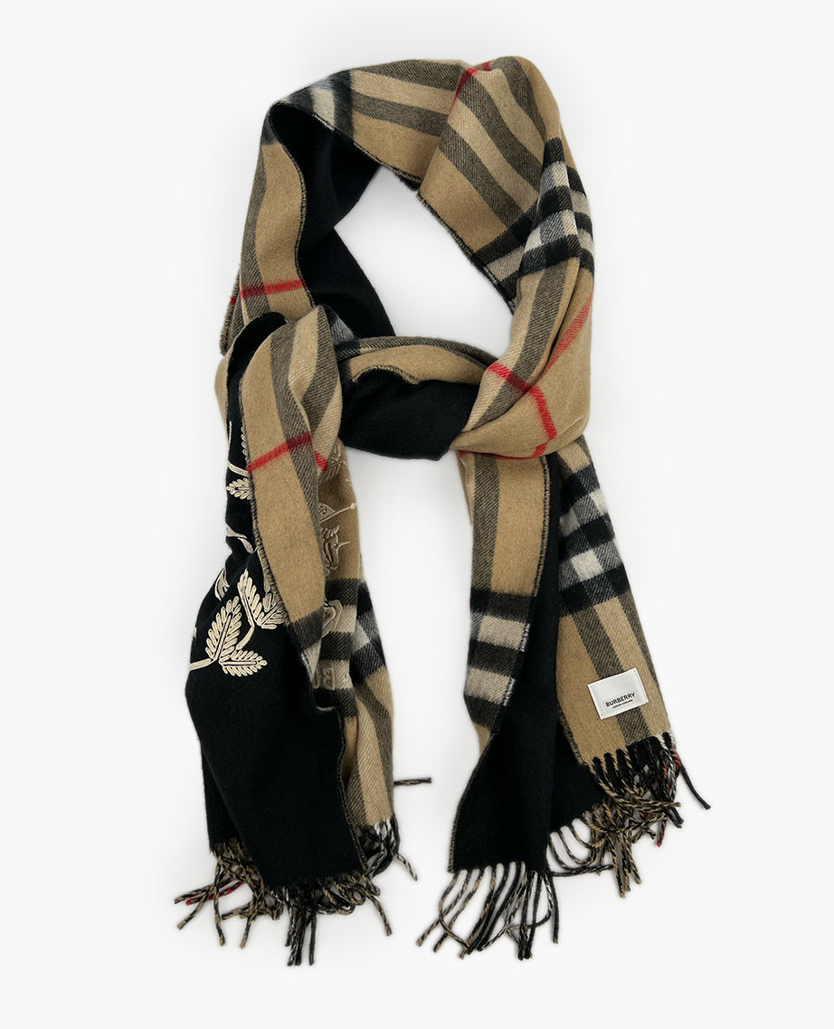 Burberry Brown and Black Reversible Monogram Scarf Burberry Logo Luxury Helsinki