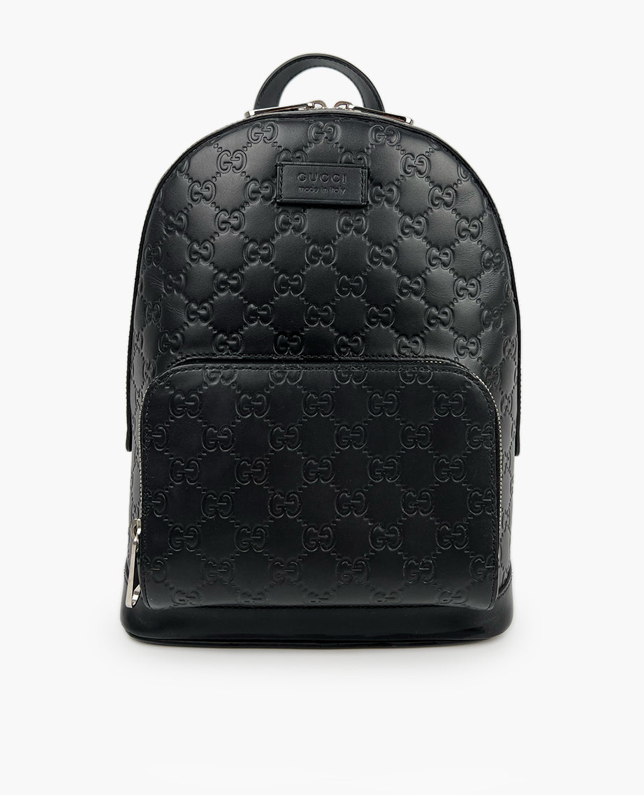 Gucci Signature Leather Black Backpack Luxury Helsinki