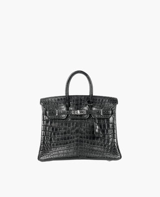 Hermès Birkin 25 Matte Crocodile Niloticus Black PHW