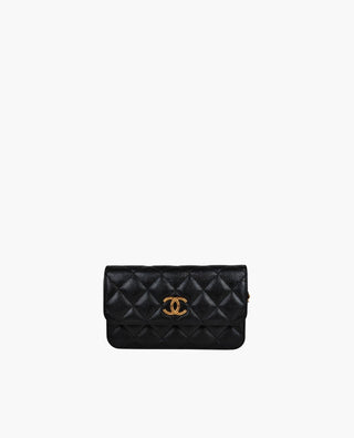 Chanel Phone Holder Caviar Black GHW