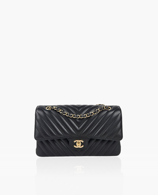 Chanel Timeless Medium Chevron Lambskin Black CHW