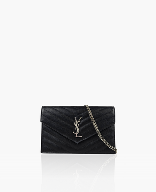 Saint Laurent Cassandre WOC Matelasse Envelope Black SHW