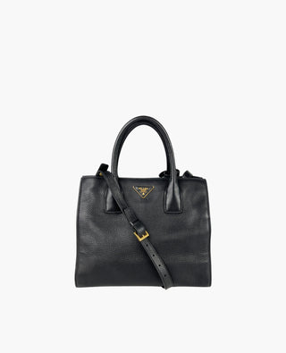 Prada Vittelo Daino Tote Bag Black