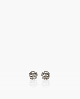 Chanel CC Earrings Camellia Stones SHW