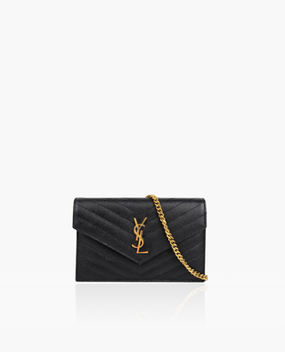 Saint Laurent Cassandre WOC Matelasse Envelope Black GHW