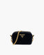 Prada Velluto Zip Top Chain Shoulder Bag Black