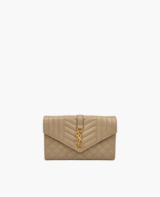 Saint Laurent Envelope Small in Matelassé Beige