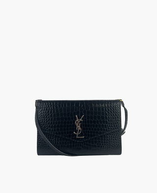Saint Laurent Uptown Croco Embossed Black SHW