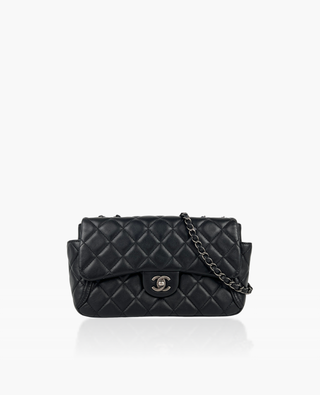 Chanel Easy Flap Bag Medium Lambskin Black RHW