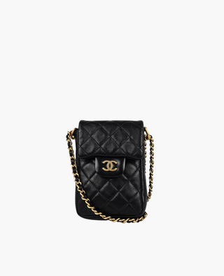 Chanel Timeless Flap Phone Holder Lambskin Black CHW