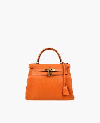 Hermès Kelly 25 Clemence Orange Retourne GHW