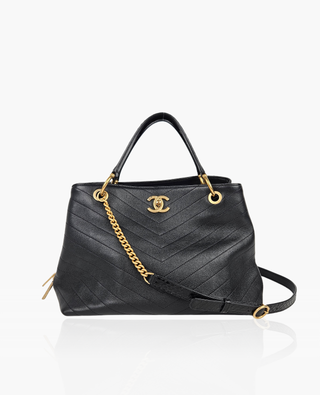 Chanel V-Stitch Chevron Black Calfskin BGHW