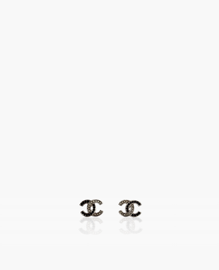 Chanel CC Small Earring Black Stones SHW