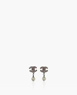 Chanel CC Pearl Drop Earrings SHW