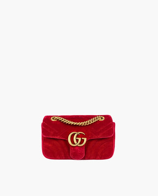 Gucci GG Marmont Small Quilted Red Velvet