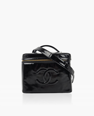 Chanel Vintage Cosmetic Pouch Large Black Patent