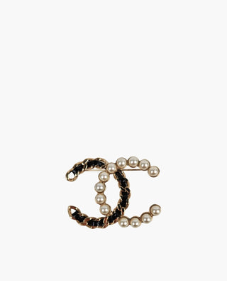 Chanel Lambskin Pearl CC Chain Brooch