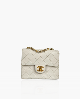 Chanel Mini Square Vintage Lambskin White GHW 24k