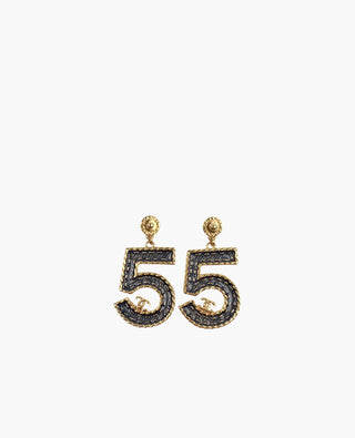 Chanel 5 Metal Denim Earrings GHW