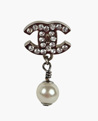 Chanel CC Pearl Drop Earrings SHW