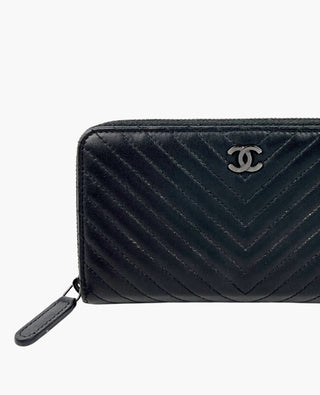 Chanel Wallet Chevron Black Lambskin BHW