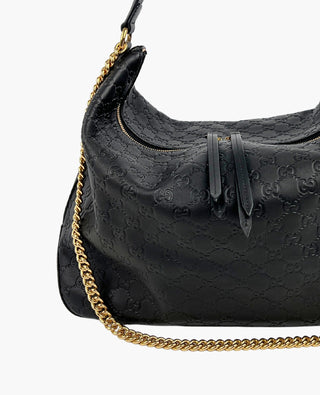 Gucci Hobo Chain Bag Black Leather