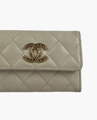 Chanel Flap Card Holder White Caviar CHW