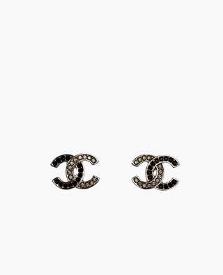 Chanel CC Small Earring Black Stones SHW