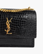 Saint Laurent Sunset Medium Croco Embossed Black GHW