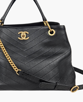 Chanel V-Stitch Chevron Black Calfskin BGHW