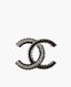 Chanel CC Brooch Black Stones SHW