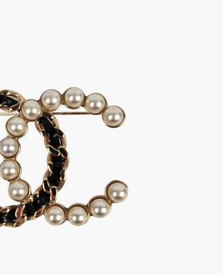 Chanel Lambskin Pearl CC Chain Brooch