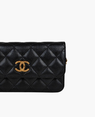 Chanel Phone Holder Caviar Black GHW
