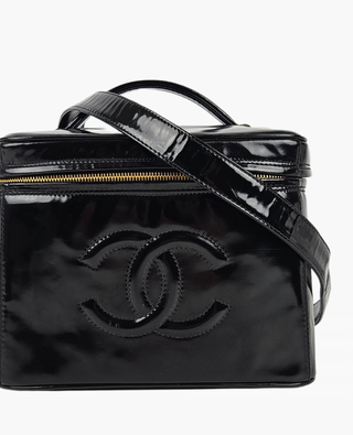 Chanel Vintage Cosmetic Pouch Large Black Patent