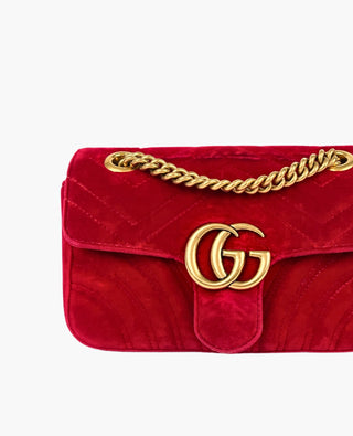 Gucci GG Marmont Small Quilted Red Velvet