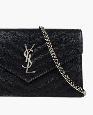 Saint Laurent Cassandre WOC Matelasse Envelope Black SHW