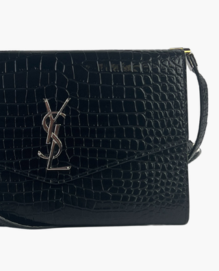 Saint Laurent Uptown Croco Embossed Black SHW