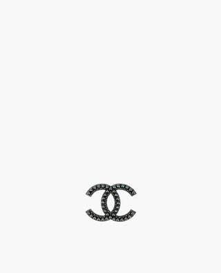 Chanel CC Black Pearl Brooch RHW