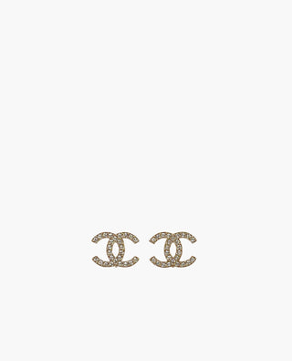Chanel CC Champange Earrings with Stones