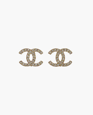 Chanel CC Champange Earrings with Stones