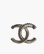 Chanel CC Brooch Black Stones SHW