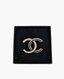 Chanel CC Brooch Black Stones SHW