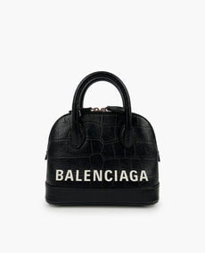 Balenciaga Black Croc Embossed Ville XXS Top Handle Bag