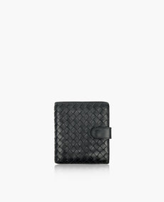 Bottega Veneta Bifold Intrecciato Leather Wallet Black